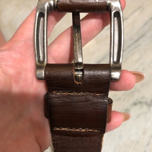 Like new Unbranded rugged organic leather belt silver buckle Mexico 36 - Picture 3 of 7